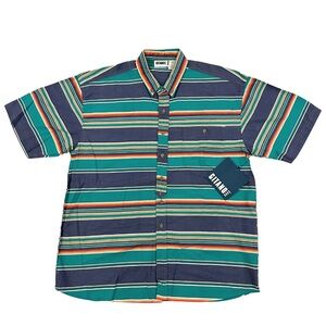 NEW Vintage Gitano Multicolor Striped 80s 90s Button Up Down Short Sleeve Shirt